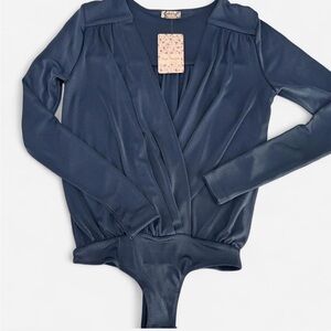 Free People Turnt Bodysuit XS Copenhagen Blue New with Tags Retail $68